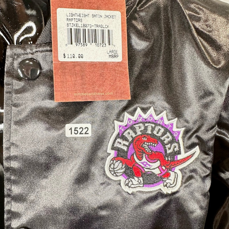 Mitchell & Ness NBA Lightweight Satin Toronto Raptors Logo Jacket Black Size L