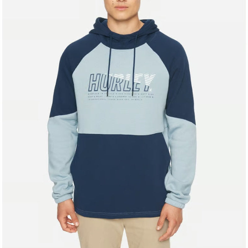 Hurley Onshore Blocked Pullover Hoodie Regular Fit Obsidian Blue Mens Size M
