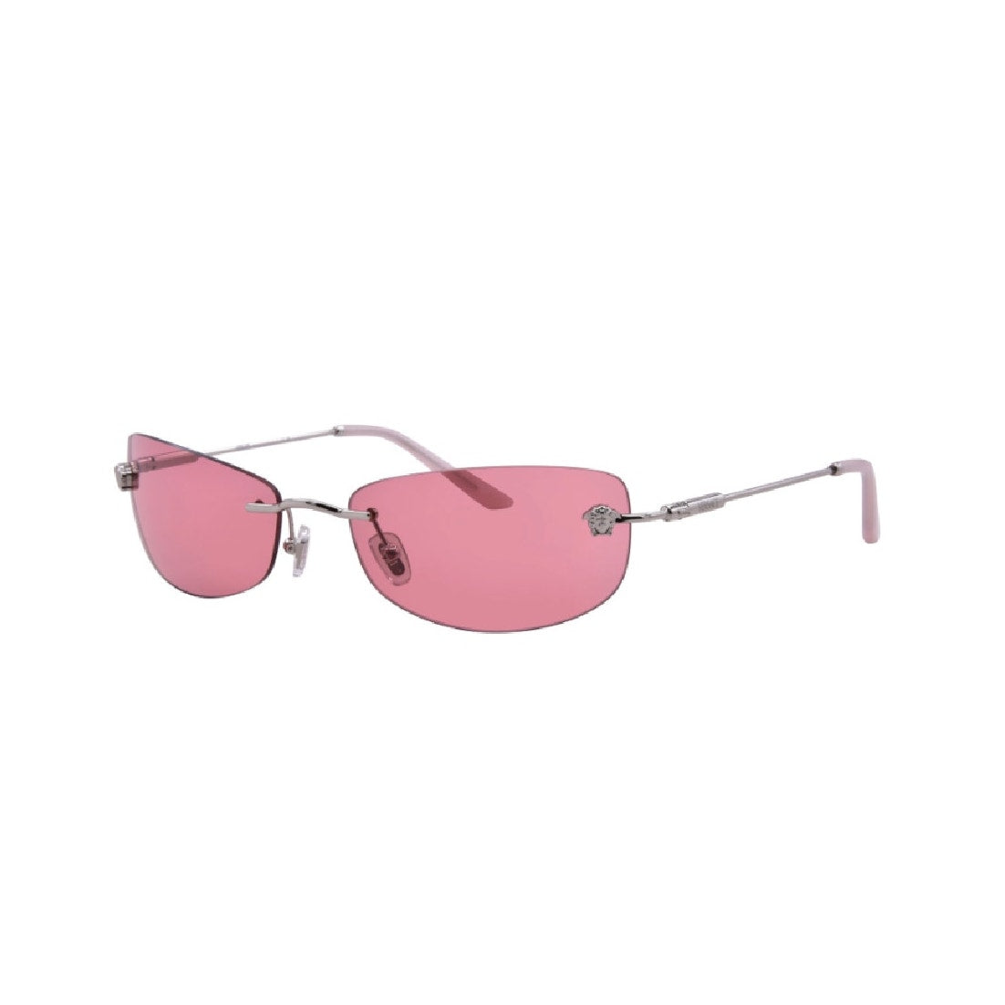 Versace Rimless Sunglasses Pink Lens Silver Frame Luxury Eyewear Womens OS