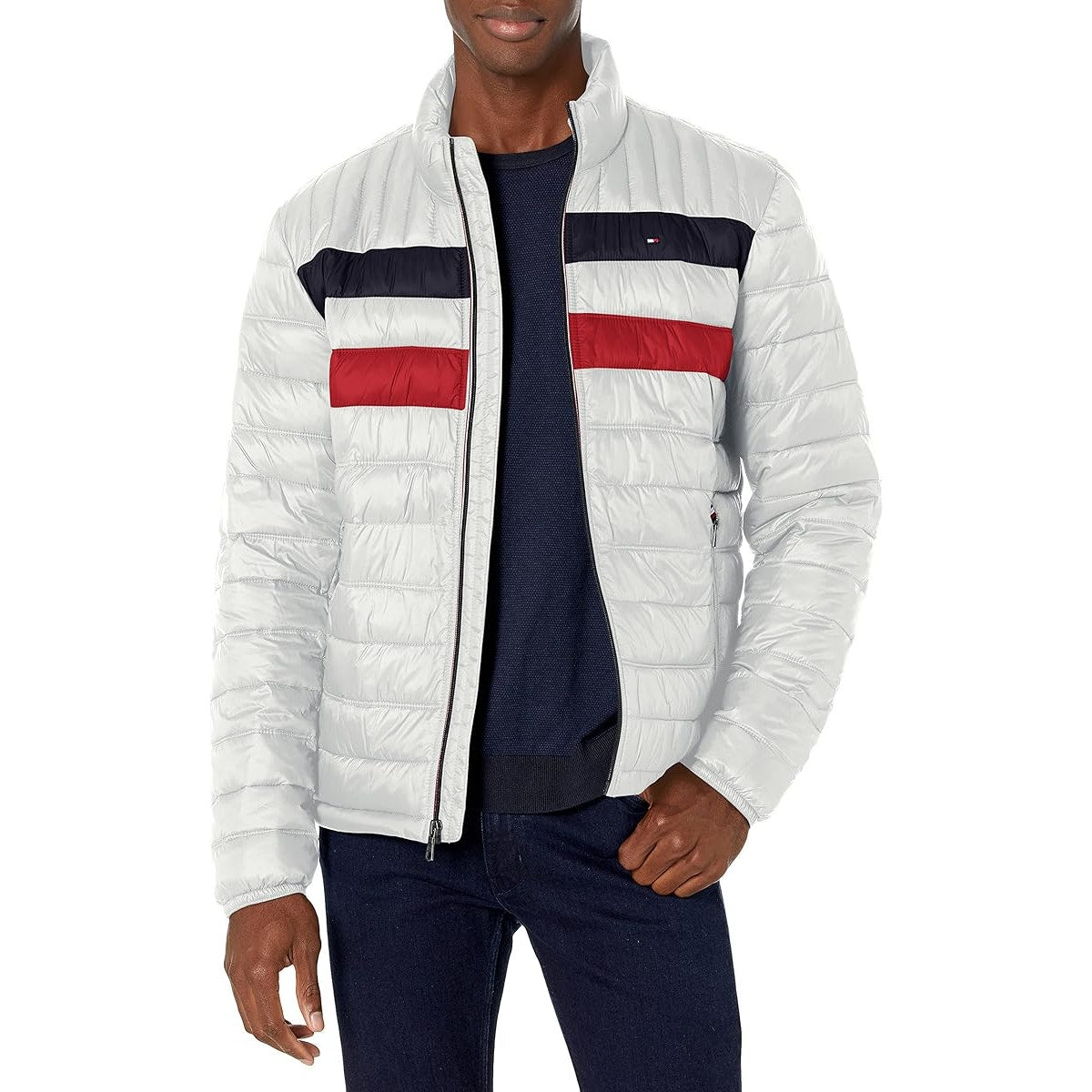 Tommy Hilfiger Quilted Puffer Jacket Packable Jacket Ice Combo Mens Size S