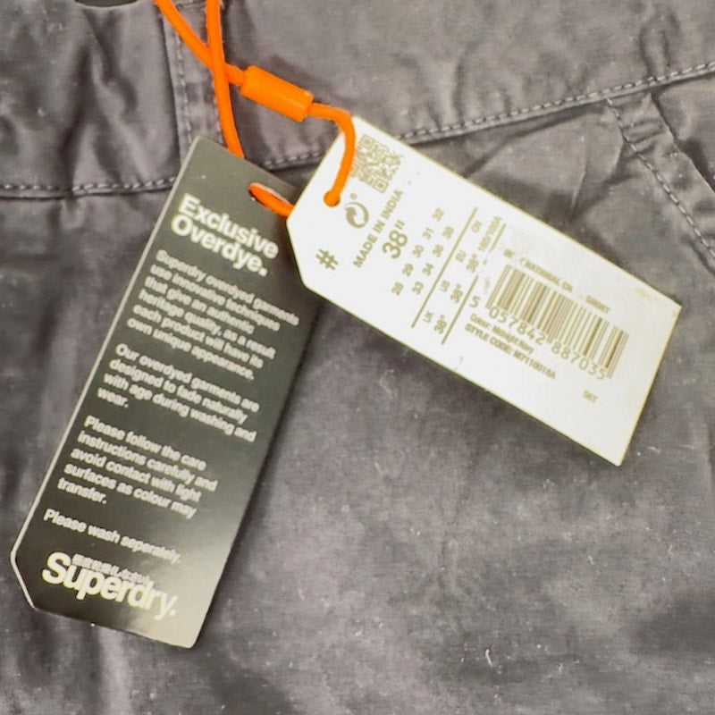 Superdry International Chino Shorts Flat Front Canvas Midnight Navy Mens 38