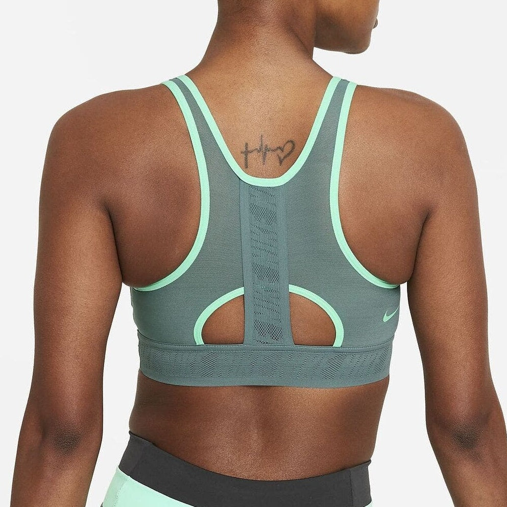 Nike Dri-FIT Swoosh UltraBreathe Sports Bra Scoop Neck Gray Green Womens Size XS