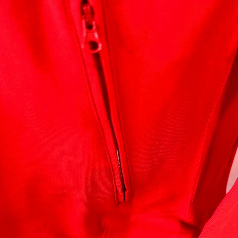 City Lab Zip Up Performance Fleece Track Jacket Zipper Pocket Red Womens Size XL