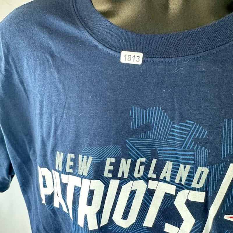Majestic NFL New England Patriots Iconic Geo Drift T-Shirt Navy Blue Mens Size L