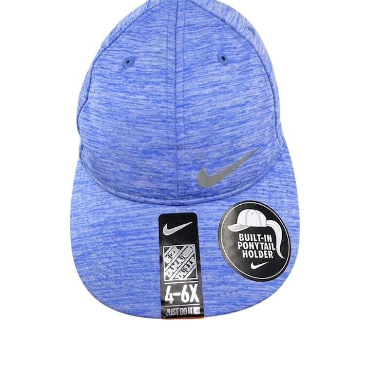 Nike Featherlite Dri-Fit Swoosh Cap Ponytail Holder Stretch Blue Girls 4/6X
