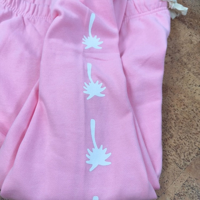 Hurley Lost Horizons Fleece Jogger Pants High-Rise Palm Tree Pink Womens Size S