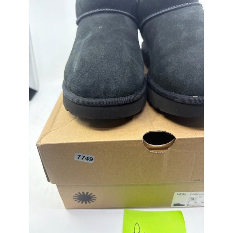 UGG Classic Ultra Mini Shearling Booties Slip-On Casual Black Womens Size 9