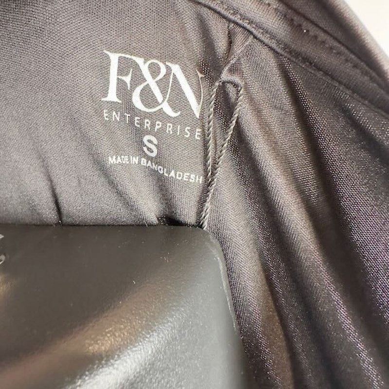 F&N Enterprise Fleece Long Sleeve T-Shirt Round Neck Pullover Black Mens Size S