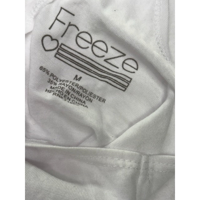 Freeze Diva Graphic Criss-Cross Back Tank Top Crewneck White Womens Size M