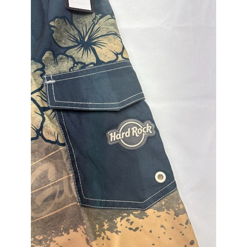 Hard Rock Cafe Hibiscus Citro Boardshorts Surf Swim Floral Blue Mens Size 30