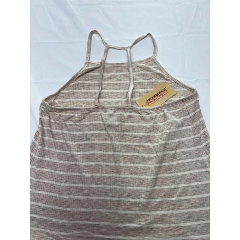 American Rag Cie Striped Swing Tank Top Racerback Beige White Womens XS