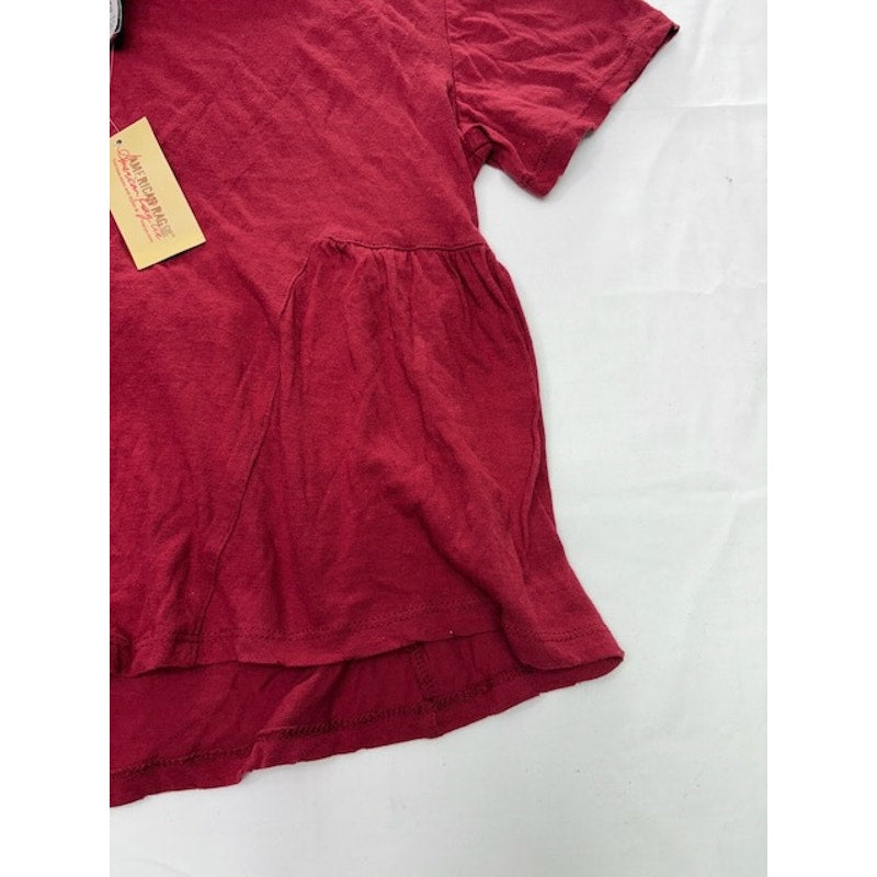 American Rag Cie Peplum Tee Short Sleeve Biking Red Brick Womens Size M