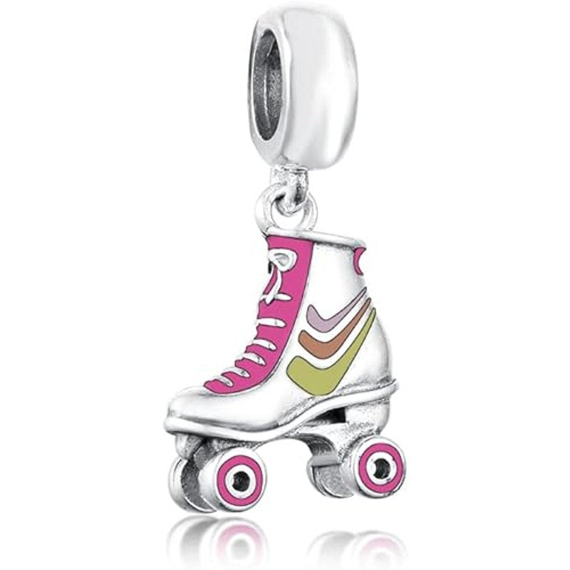 Roller Skate Shoes Dangle Charm Pendant 925 Sterling Silver