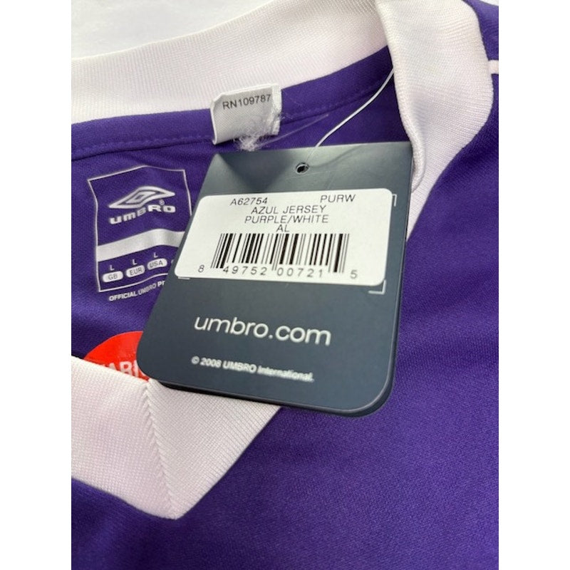 Umbro Azul Soccer Jersey Shirt Short Sleeve V-Neck Purple/White Mens Size L