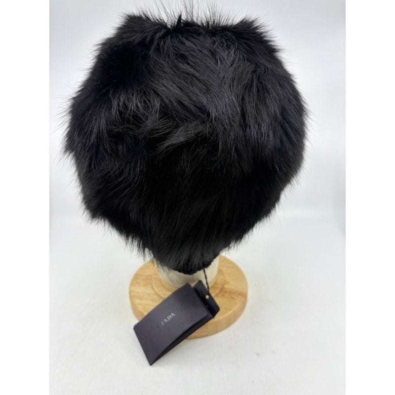 PRADA Fur Trapper Hat Ear Flap Winter Cap Authentic Black Unisex Size XL