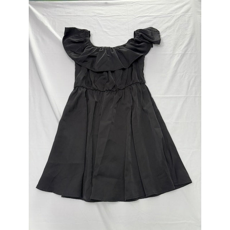 Soly Hux Off the Shoulder Ruffle Mini Dress Elastic Waist Black Womens Sz S