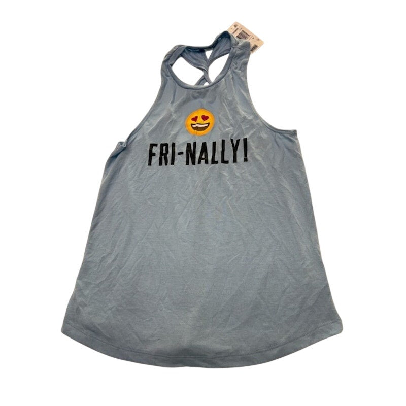 Freeze Fri-Nally Emoji Graphic Tank Top Racerback Light Blue Womens Size XS