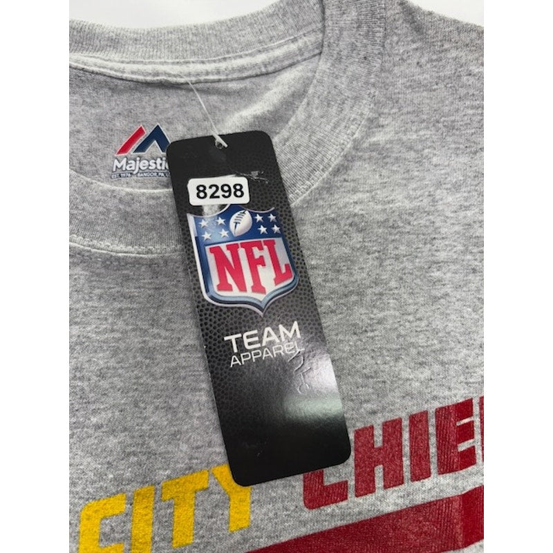Majestic NFL Kansas City Chiefs T-Shirt Short Sleeve Grey Mens Size Medium