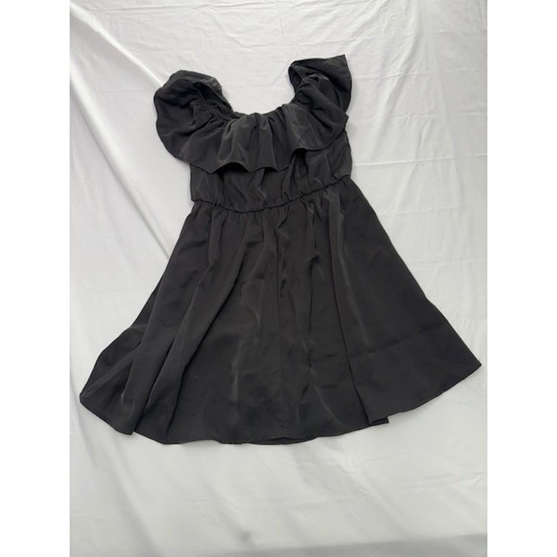 Soly Hux Off the Shoulder Ruffle Mini Dress Elastic Waist Black Womens Sz S
