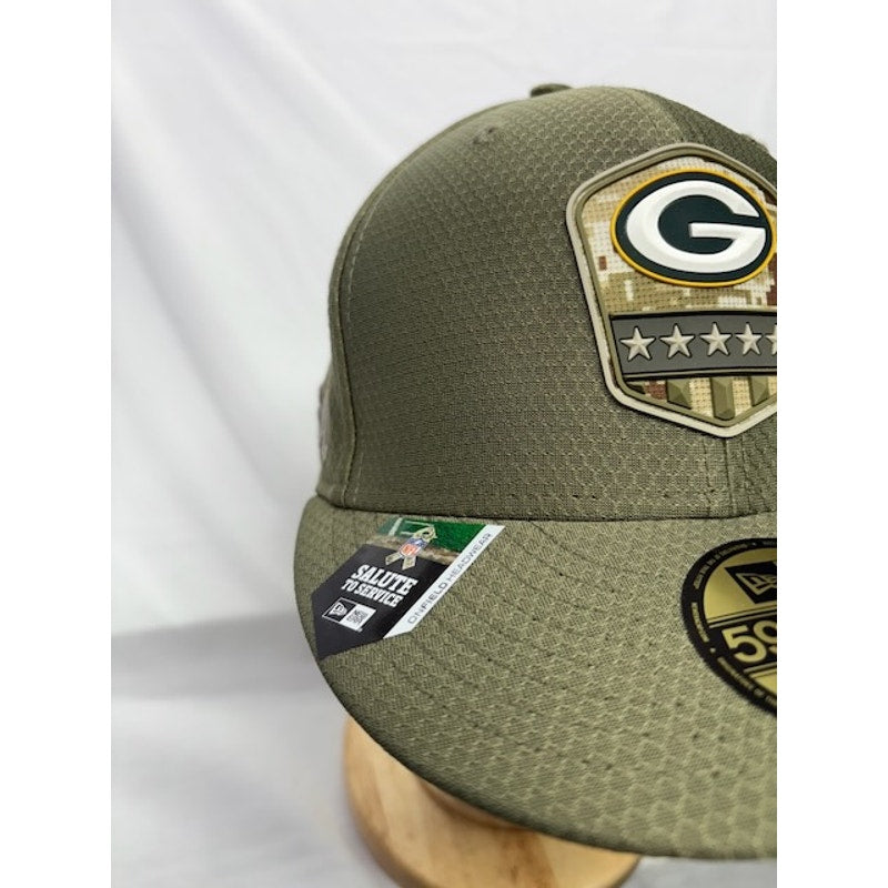 New Era Fitted Cap Bay Packers Salute To Service Olive Green Mens Size 7