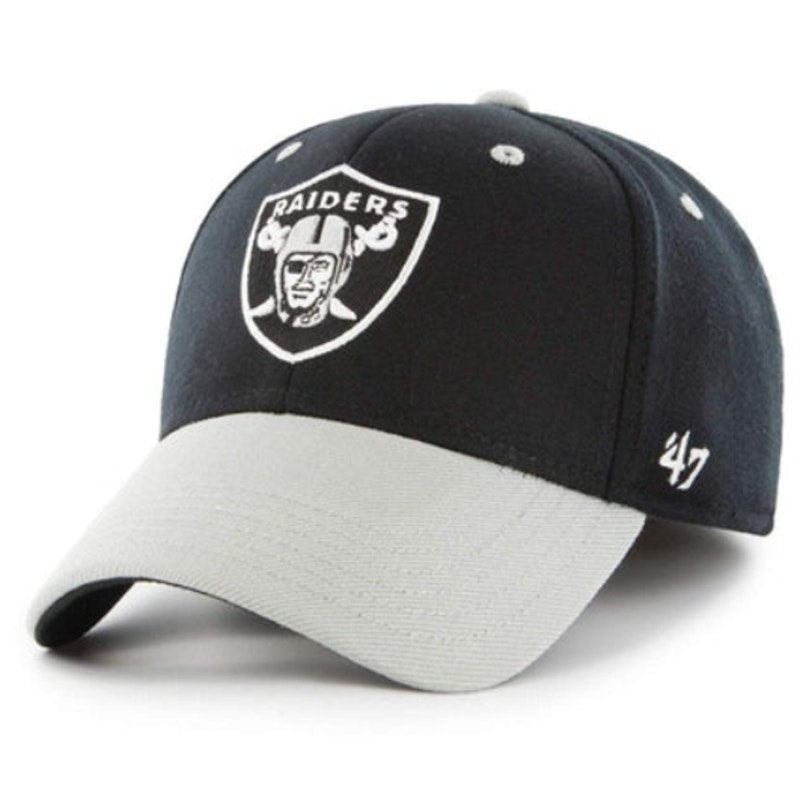 47 Brand Mens Las Vegas Raiders Team Logo Contender OSFA Stretch Fit Black Grey
