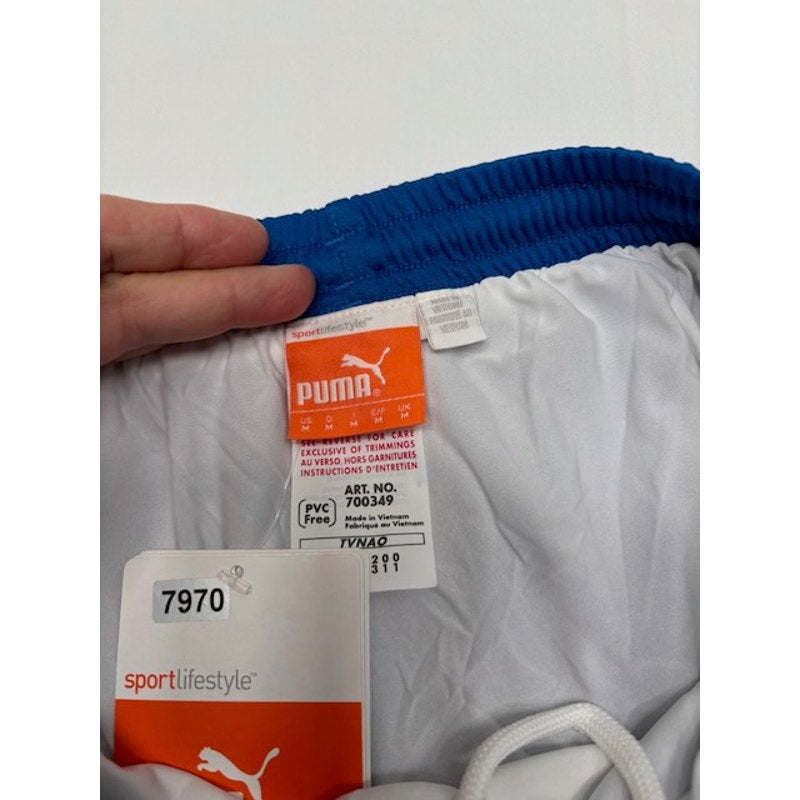 Puma Athletic Sports Shorts Elastic Waist Pull-On Blue/White Mens Size M