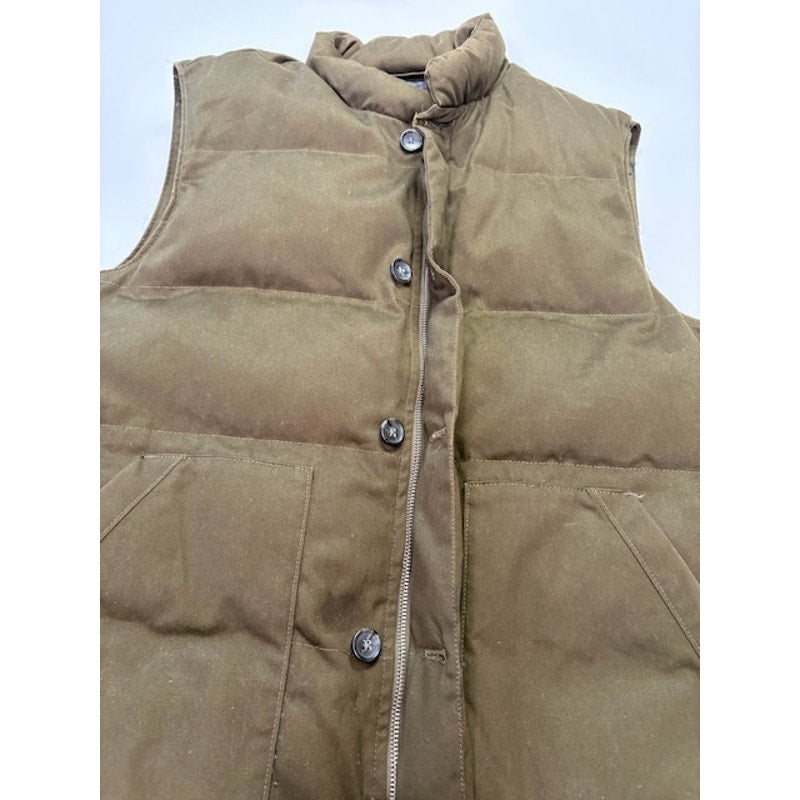 Banana Republic Puffer Vest Full-Zip Button-Up Pocket Front Tan Mens Size L