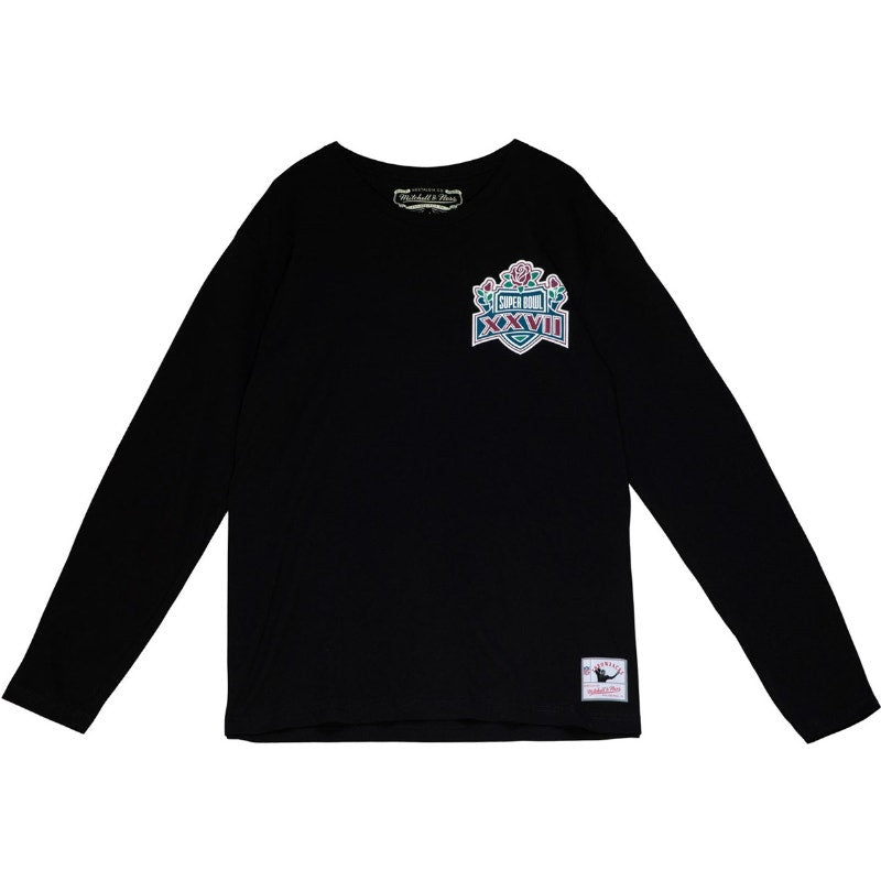 Mitchell And Ness Super Bowl Logo Mens NFL SB XXVII L/S T-Shirt Black Size Large