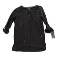 INC International Concepts Lace Up Tunic Top 3/4 Sleeve Black Womens Size S