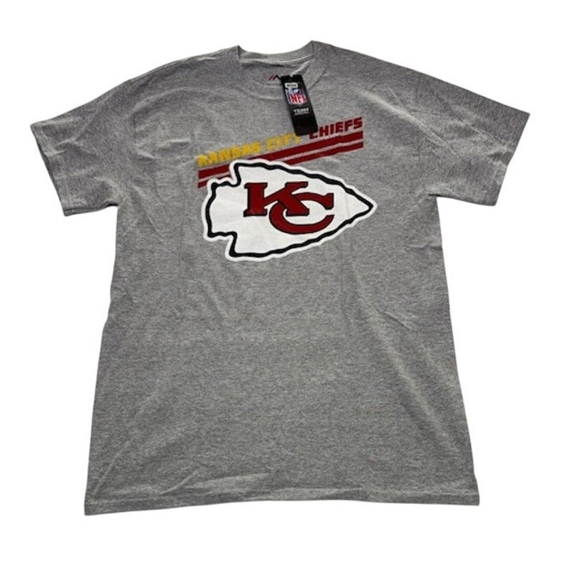 Majestic NFL Kansas City Chiefs T-Shirt Short Sleeve Grey Mens Size Medium