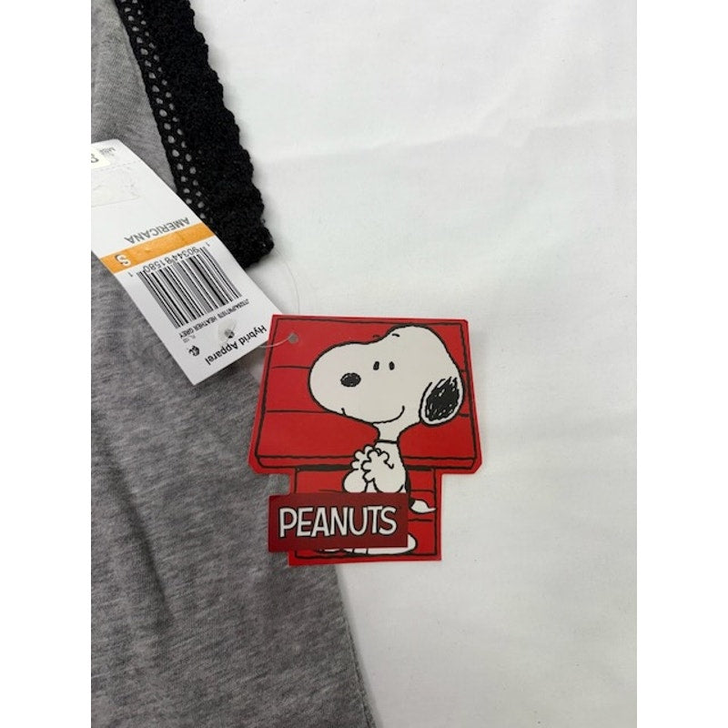 Peanuts Snoopy Americana Tank Top Lace Trim Living The Dream Gray Womens S