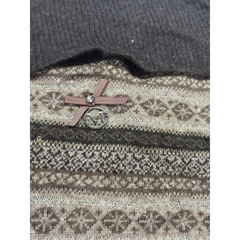 Marella Sport Striped Cardigan Knitted Sweater Open Front Brown Womens Sz L