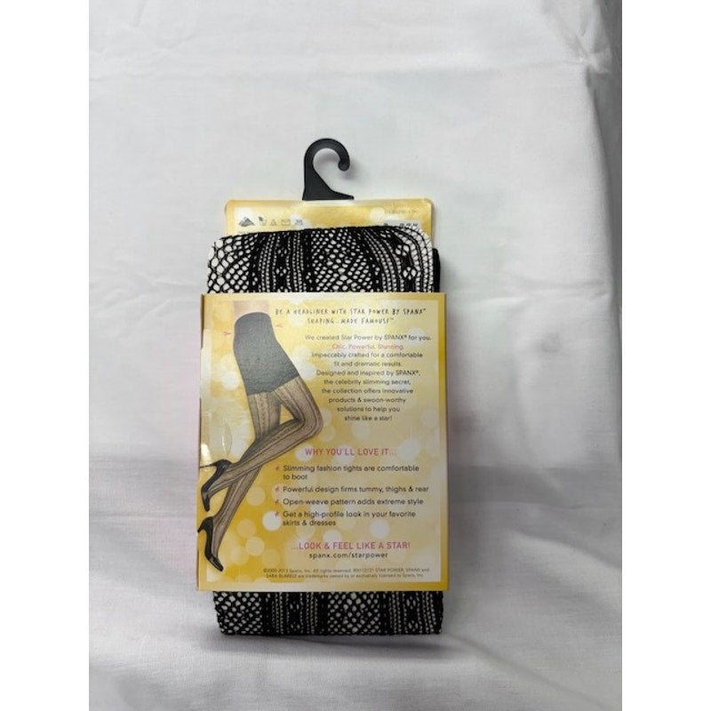 Star Power by SPANX Center Stage Shaping Tights Diamond Stripe Black Size B