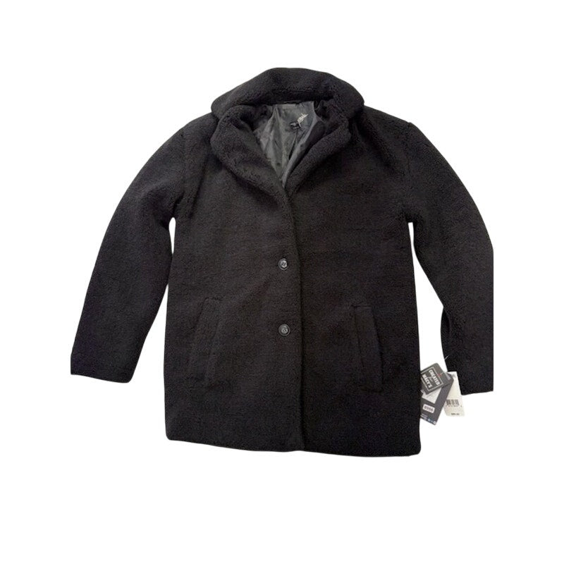 Collection B Classic Faux-Fur Coat Two Button Front Black Womens Size S