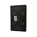 Louis Vuitton LV Monogram Leather Bifold Pass ID Card Holder Brown