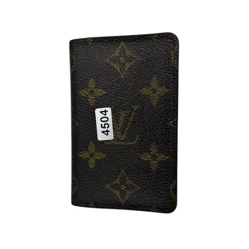 Louis Vuitton LV Monogram Leather Bifold Pass ID Card Holder Brown