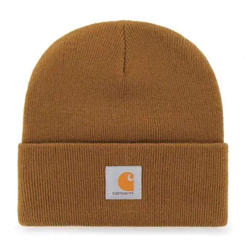 Carhartt Logo Patch Acrylic Watch Hat Cuffed Knit Beanie Brown Unisex One Size