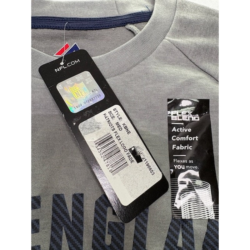 Majestic New England Patriots Flex Logo Faded Sweatshirt Gray Mens Size M