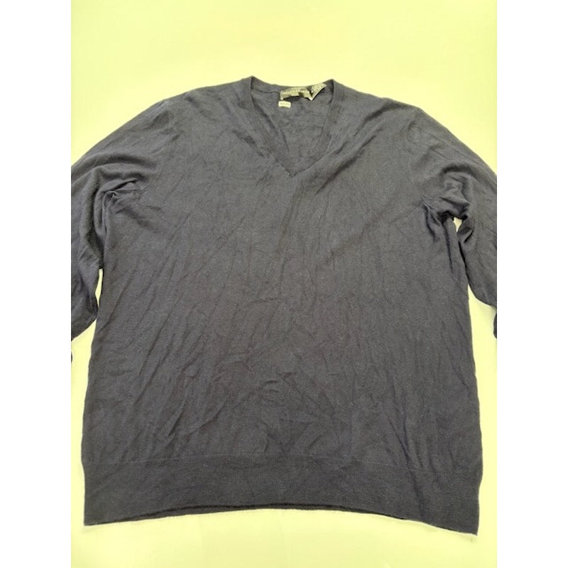 Ralph Lauren V-Neck Sweater Long Sleeves Pullover Cashmere Black Mens Size XL
