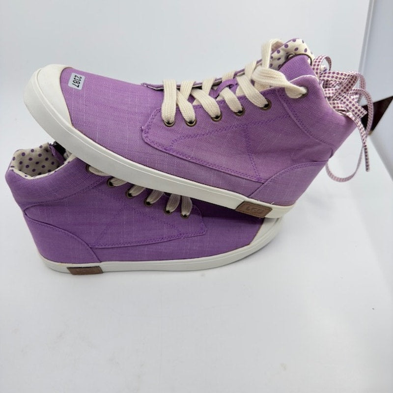 UGG High-Top Sneaker Shoes Lace-Up Side-Up Canvas Upper Purple Womens Size 6W