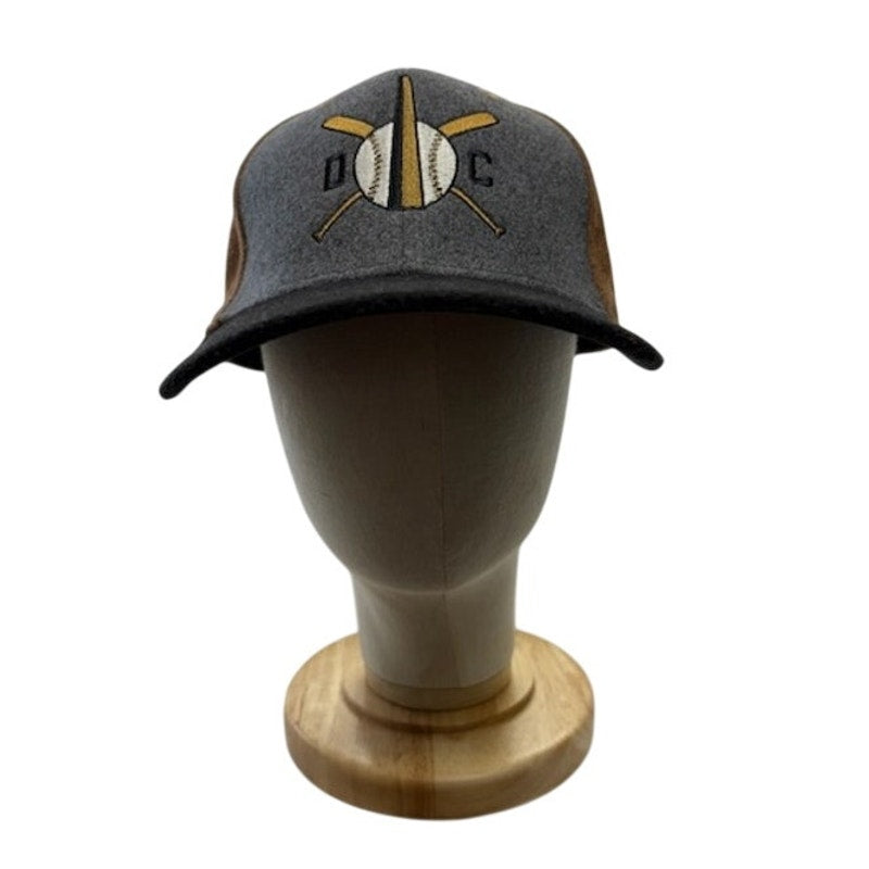 Billy Reid Wool Baseball Hat Leather Strap Cap Gray Brown Adult Size L/XL