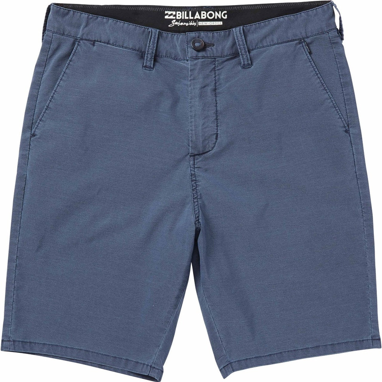 Billabong New Order X OverDye Hybrid Shorts Flat Front Belted Indigo Mens 28