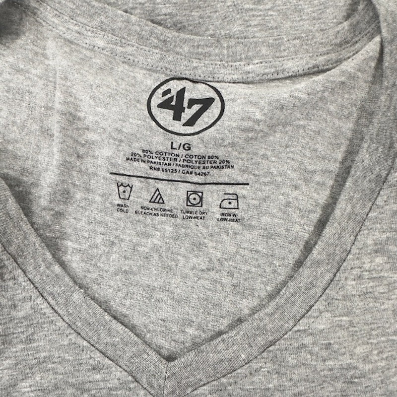 47 Brand Texas Rangers T-Shirt Cooperstown Collection Wahconah V-Neck Gray Womens Size L