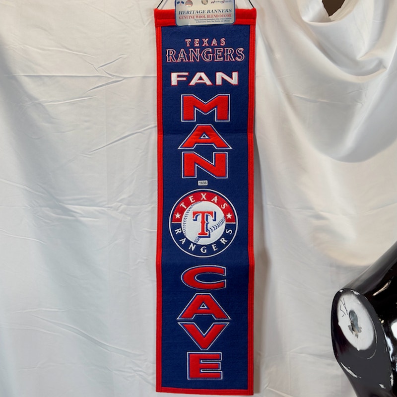 Winning Streak Sports Texas Rangers Banner Wool Fan Man Cave Blue Red 8x32