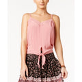 American Rag Cie Tie-Front Lace Tank Top V-Neck Dusty Rose Womens Size M