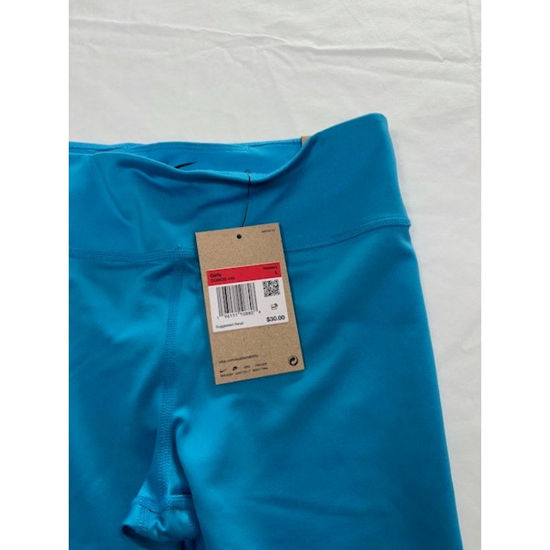 Nike Dri-FIT One High-Rise Leggings Full Length Tight Fit Blue Girls Size L