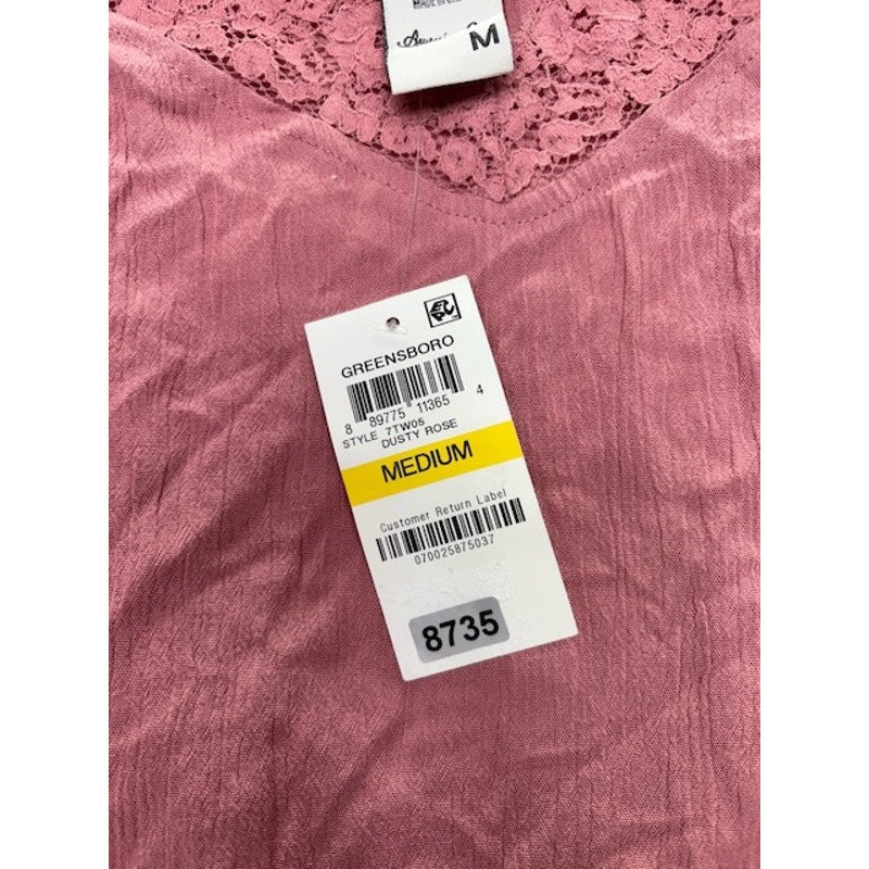 American Rag Cie Tie-Front Lace Tank Top V-Neck Dusty Rose Womens Size M