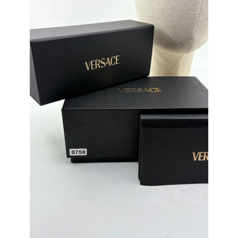 Versace Sunglasses Square Frame Gold Logo Designer Luxury Black Womens OS