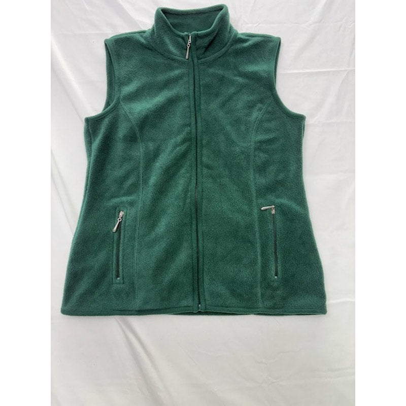 Karen Scott Sport Fleece Vest Full Zip Pockets Stand Collar Womens Green Size PP