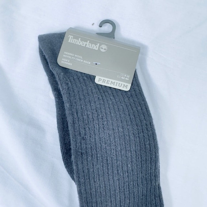 Timberland Ribbed Novelty Crew Socks  Wool Blend Black Mens Size US 9-12